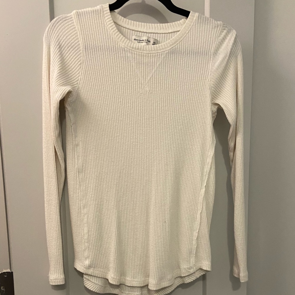 Cream white cozy long sleeve sweater top